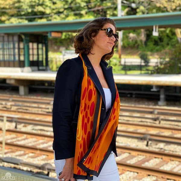 Star Dreaming Orange Rectangle Scarf - Image 4