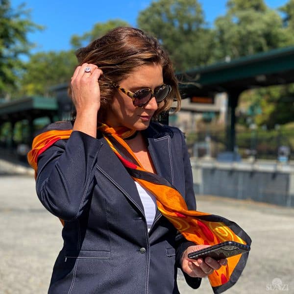 Star Dreaming Orange Rectangle Scarf - Image 6