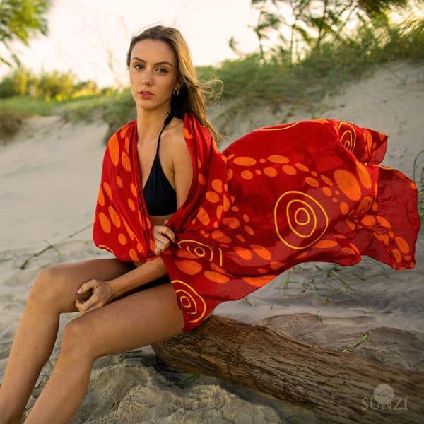 Sunzi Star Dreaming Red Sarong